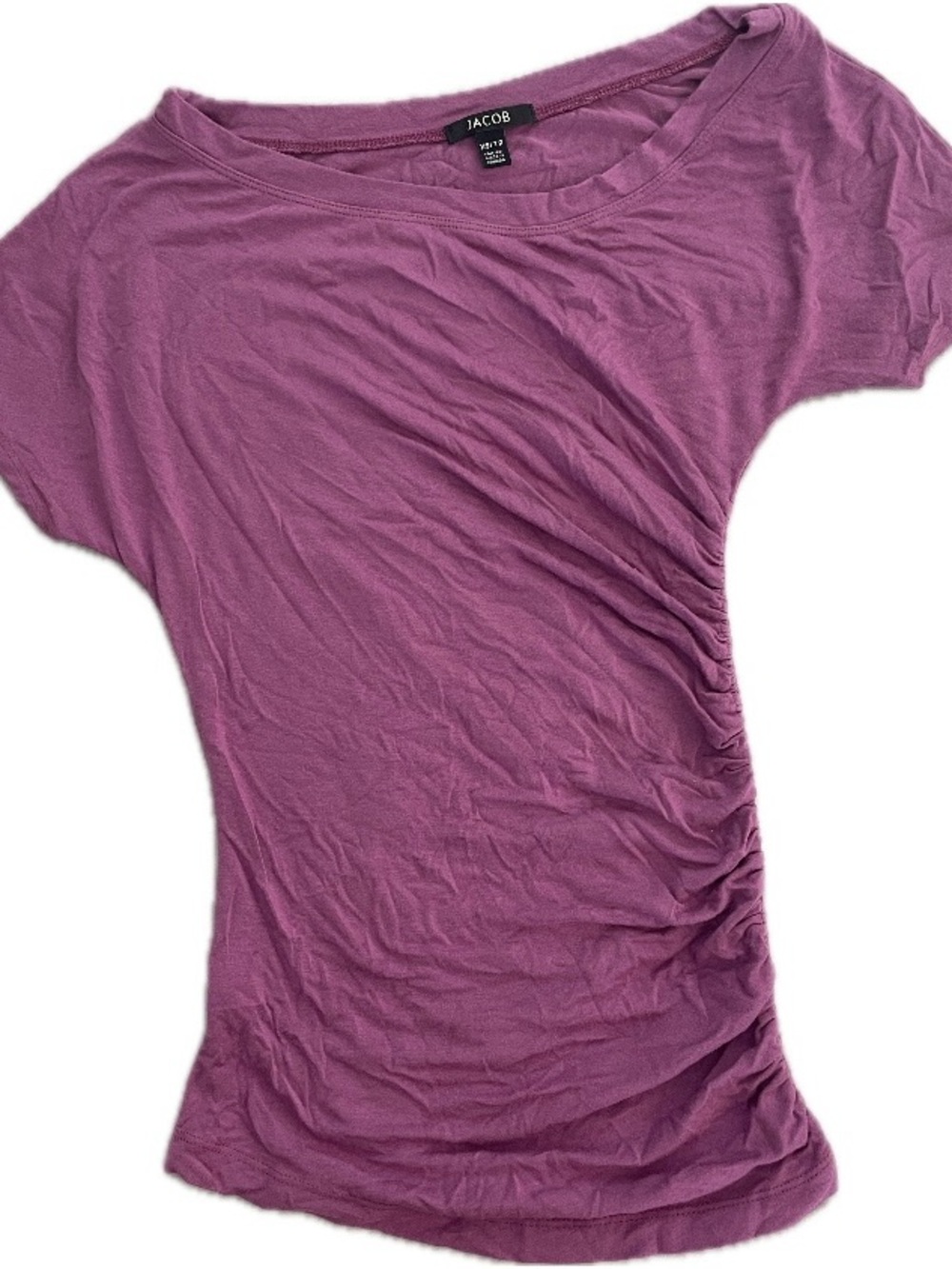 ✰ Jacob Asymmetrical Mauve Pink Short Sleeve Ruched Side Tee ✰